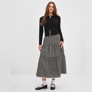 Who What Wear Black and White Checkered Women's Skirt